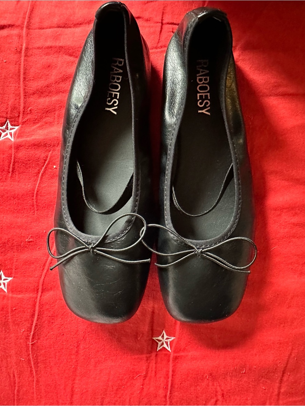 RaBosey Black Ballet Flats with Bow
